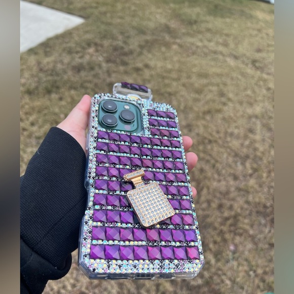 Luxurious Perfume Bottle iPhone 16 Pro Max Case with Burgundy Crystals - Picture 7 of 8